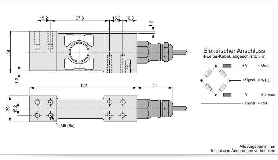 Wägezelle SM36 - Technische Zeichnung