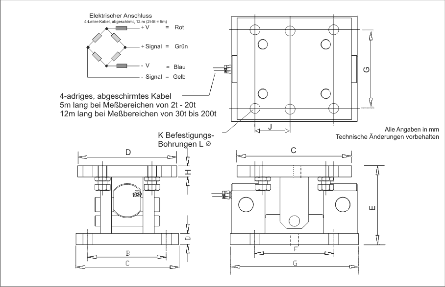 Wägezelle VC3500 - Technische Zeichnung